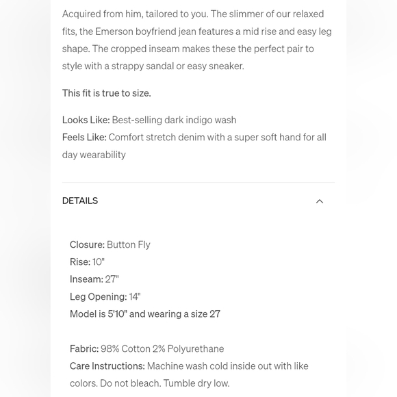 CoH Premium Vintage "Emerson Slim Boyfriend" Blue Jeans Button Fly Size 30 - Picture 14 of 15